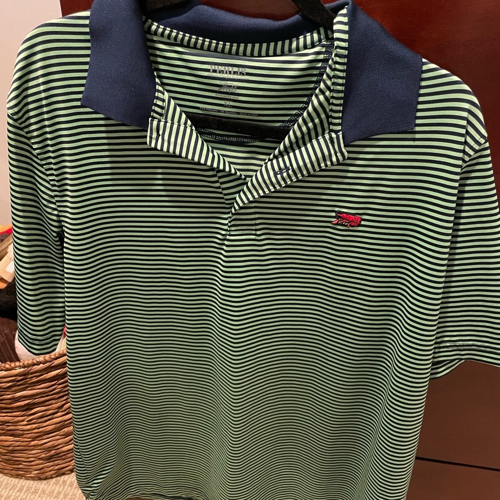 Perlis Green and Blue Striped Sport Polo Size XL